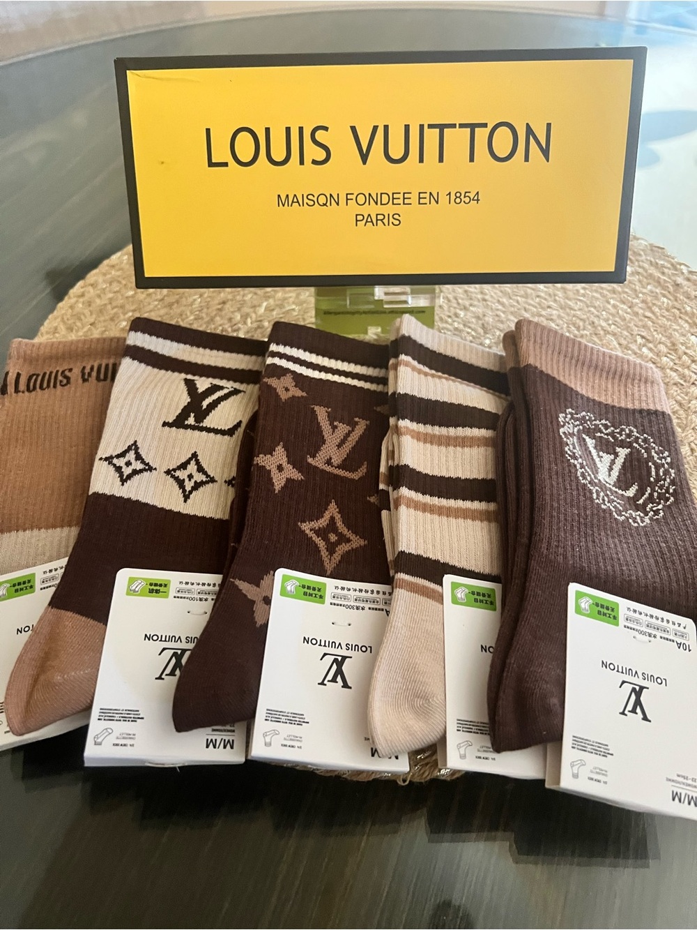 Louis Vuitton Logo Cotton Blend Socks - Boxed Pack of 5.       NWT